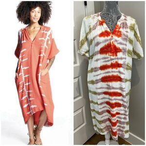 Young Fabulous & Broke Baja Kaftan in Tangerine Chakra Wash Size S/M